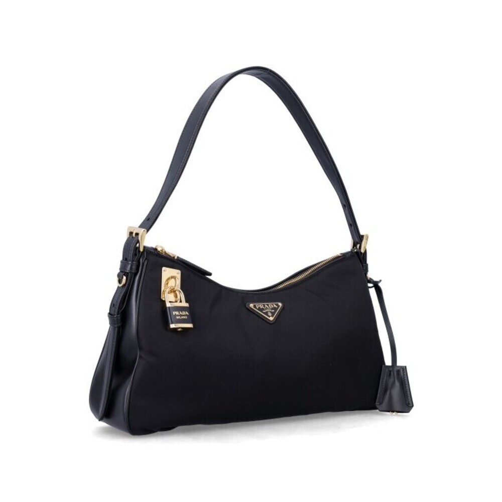 Prada Enameled Triangle Logo Black Nylon Hobo Bag - NWT - Picture 2 of 3